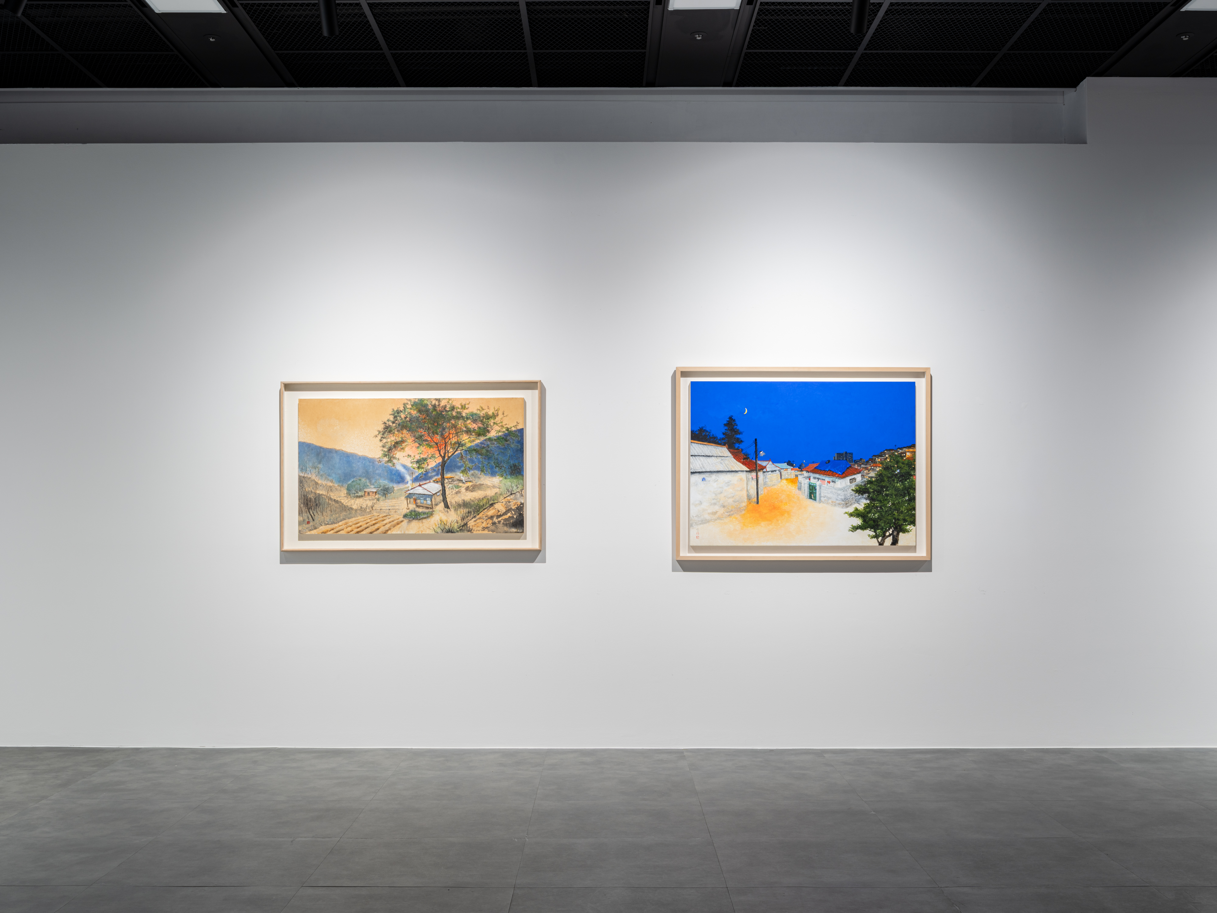 aaaa7fef9648aa5622e43bf32ee75fa7.jpg 강내균 <평창풍경>, <봄 밤> 작품 사진